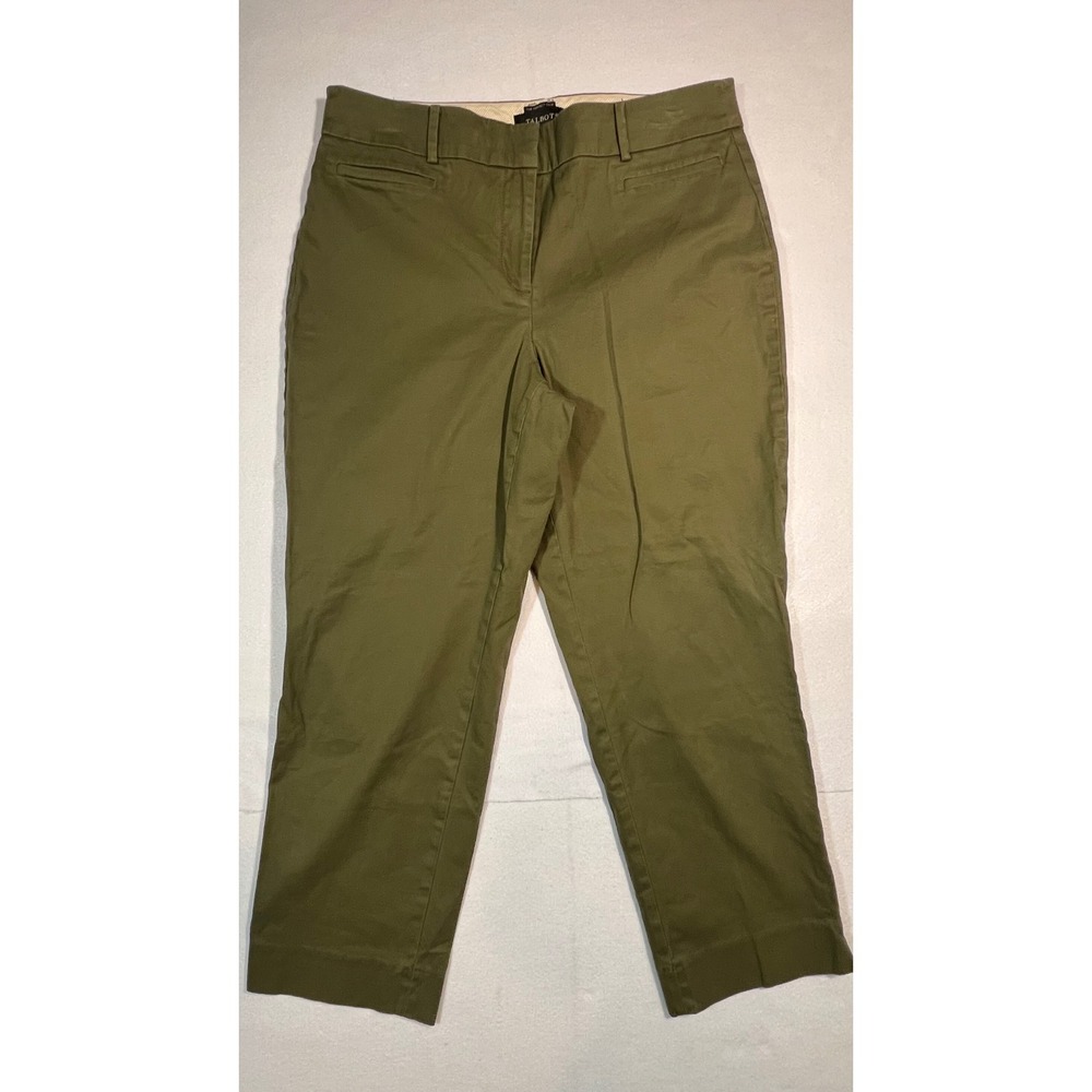 Talbots The Perfect Crop Curvy Pants Size 10 Olive Green Chino Trousers